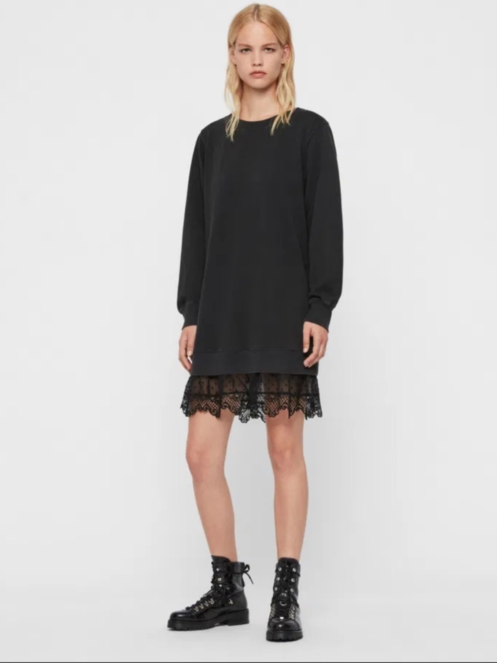 ALL SAINTS, S, yama sweat dress with lace
